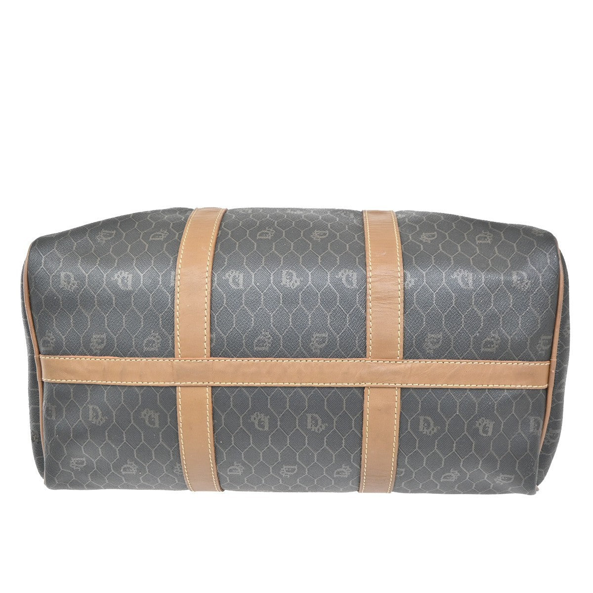 CHRISTIAN DIOR Logo Trotter Honeycomb Hand Bag PVC Leather BN Black GHW 38KC674