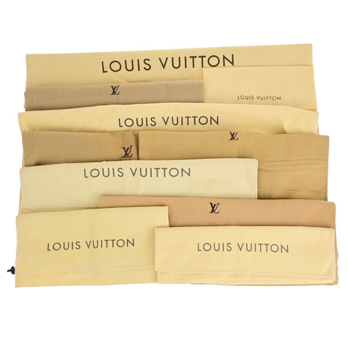 LOUIS VUITTON Logo 10 Set Dust Bag Drawstring Canvas Cotton Beige Brown 09EB738