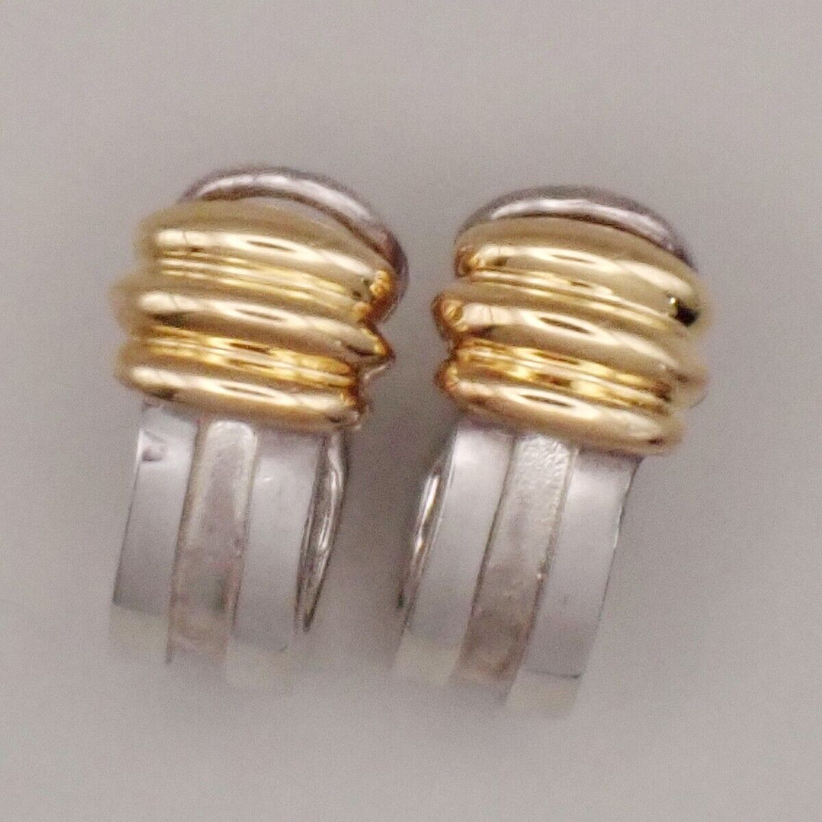Tiffany & Co. Logo Groove Earrings Gold 750 Silver 925 Hoop 80YF683