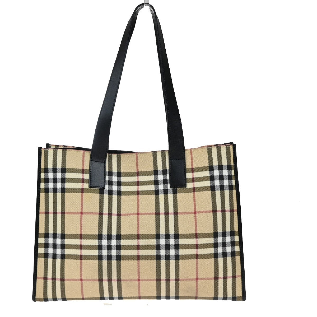 BURBERRY Logo Hand Shoulder Bag Nova Check Leather PVC Black Beige SHW 33EF771