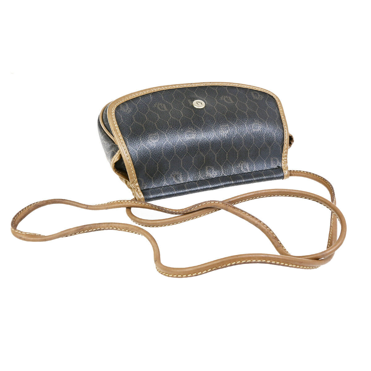 CHRISTIAN DIOR Logo Honeycomb Mini Shoulder Bag PVC Leather Brown GHW 61YG492