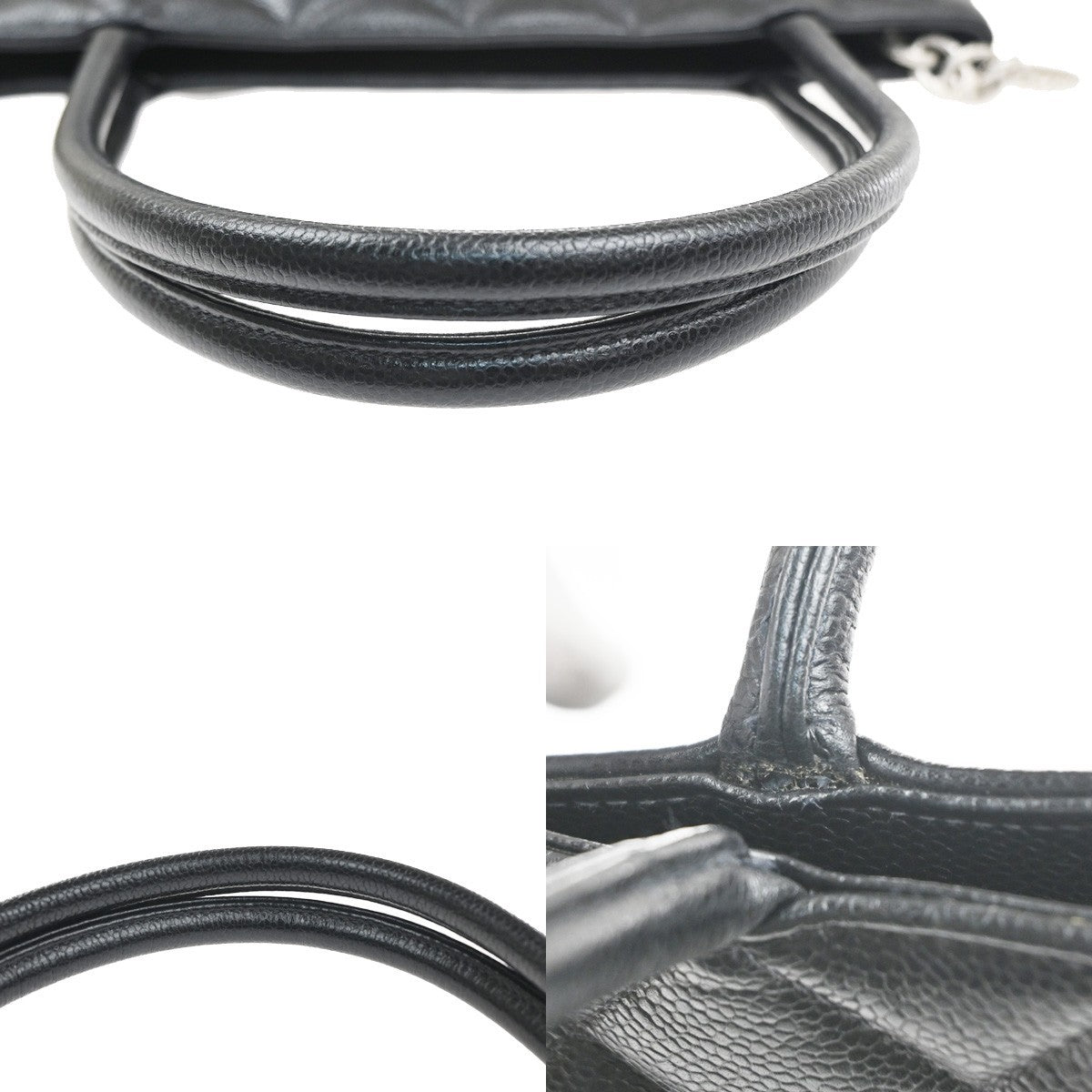 CHANEL CC Medallion Shoulder Bag Grained Calfskin Leather Black SHW VTG 690RL956