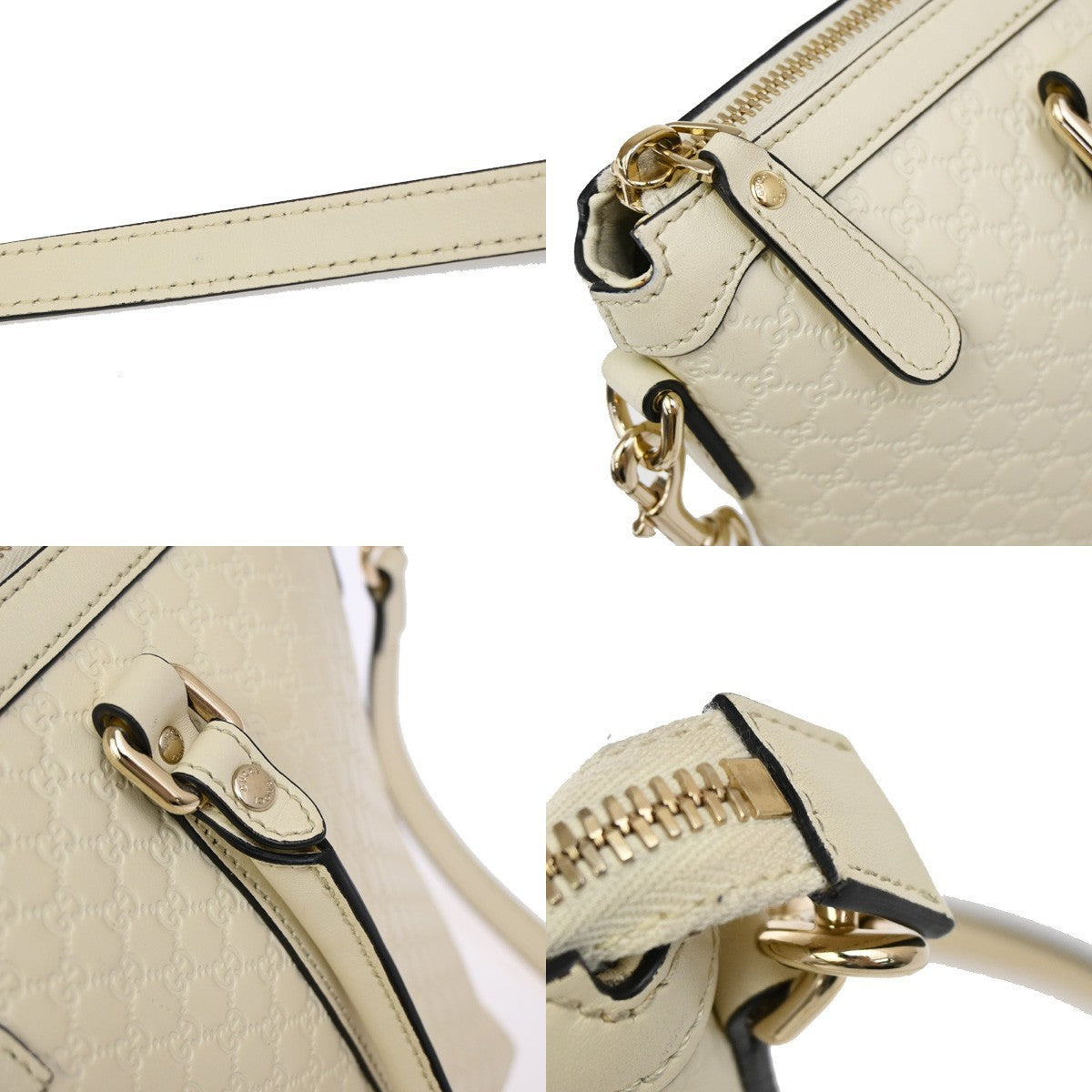 GUCCI Micro GG Guccissima 2Way Shoulder Hand Bag Leather White Italy 23KB342