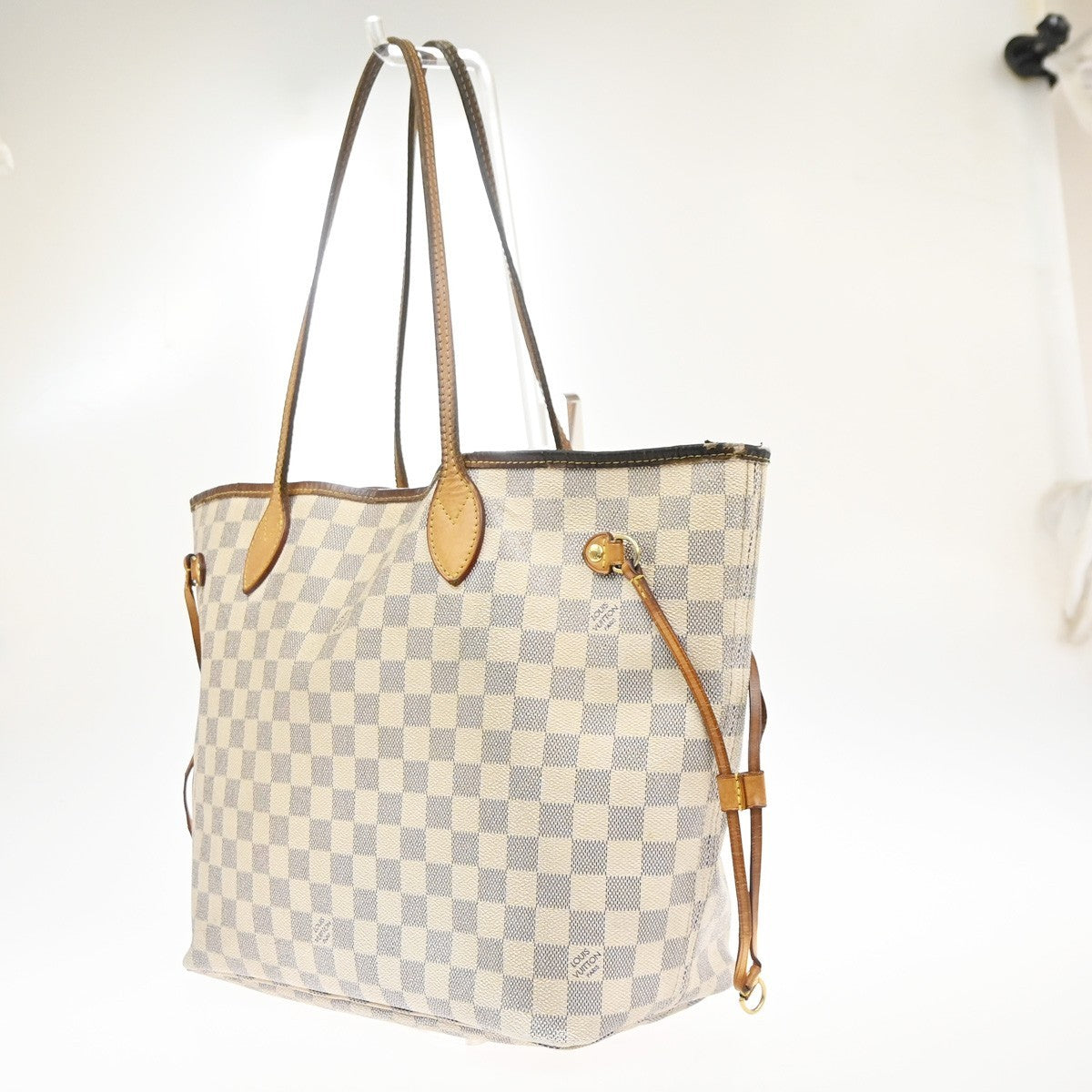 LOUIS VUITTON Neverfull MM Shoulder Bag Damier Azur Leather WE N51107 32MA629