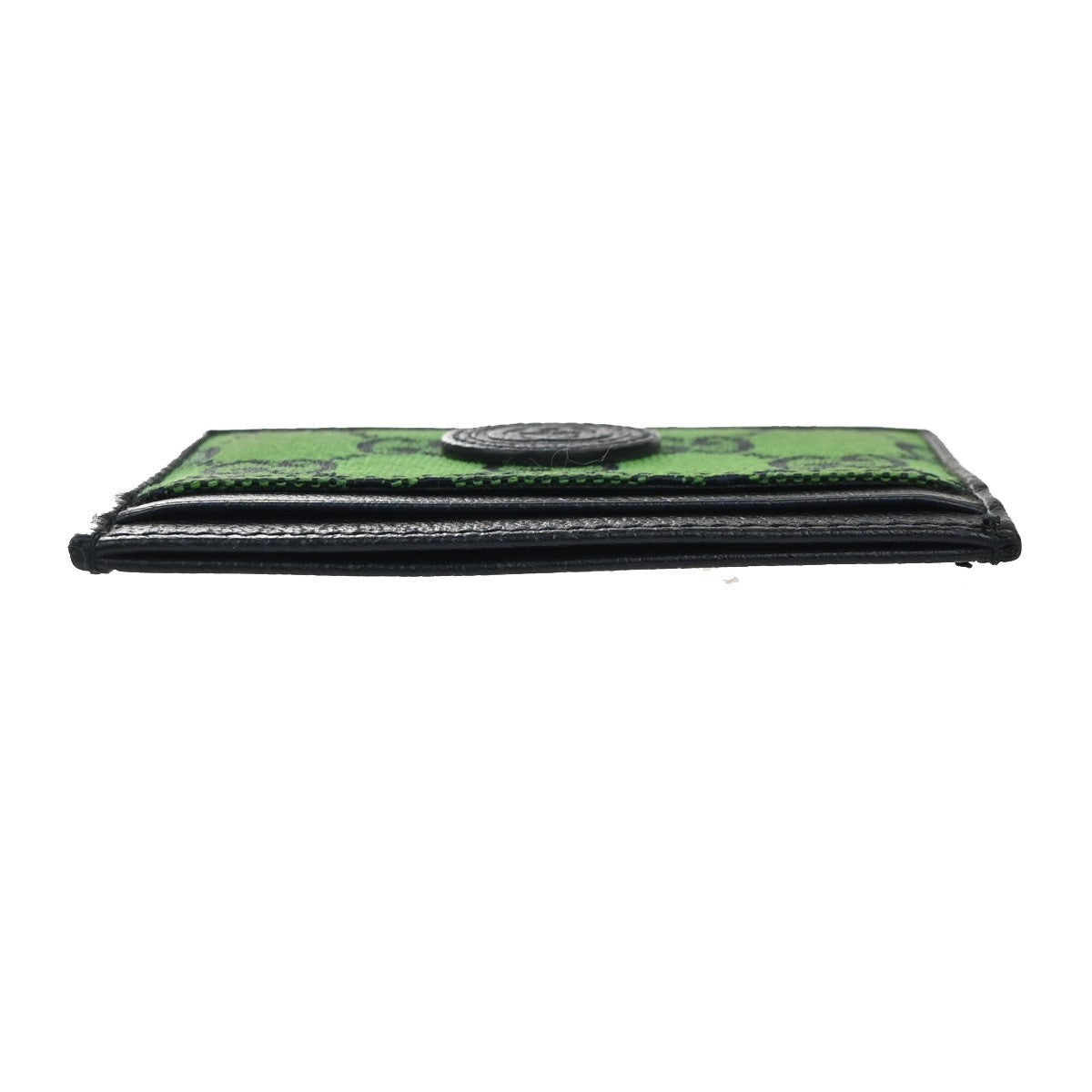 GUCCI Logo GG Pattern Card Case Canvas Leather Green Navy Blue Italy 67MA478