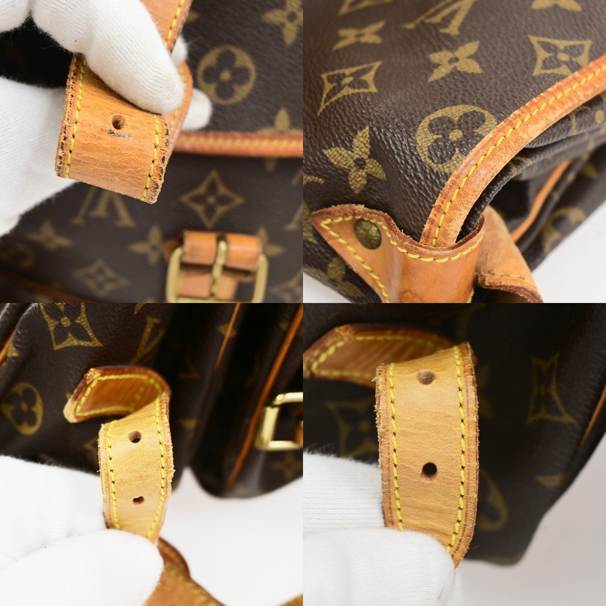 LOUIS VUITTON Logo Saumur 30 Shoulder Bag Monogram Leather Brown M42256 73CB038