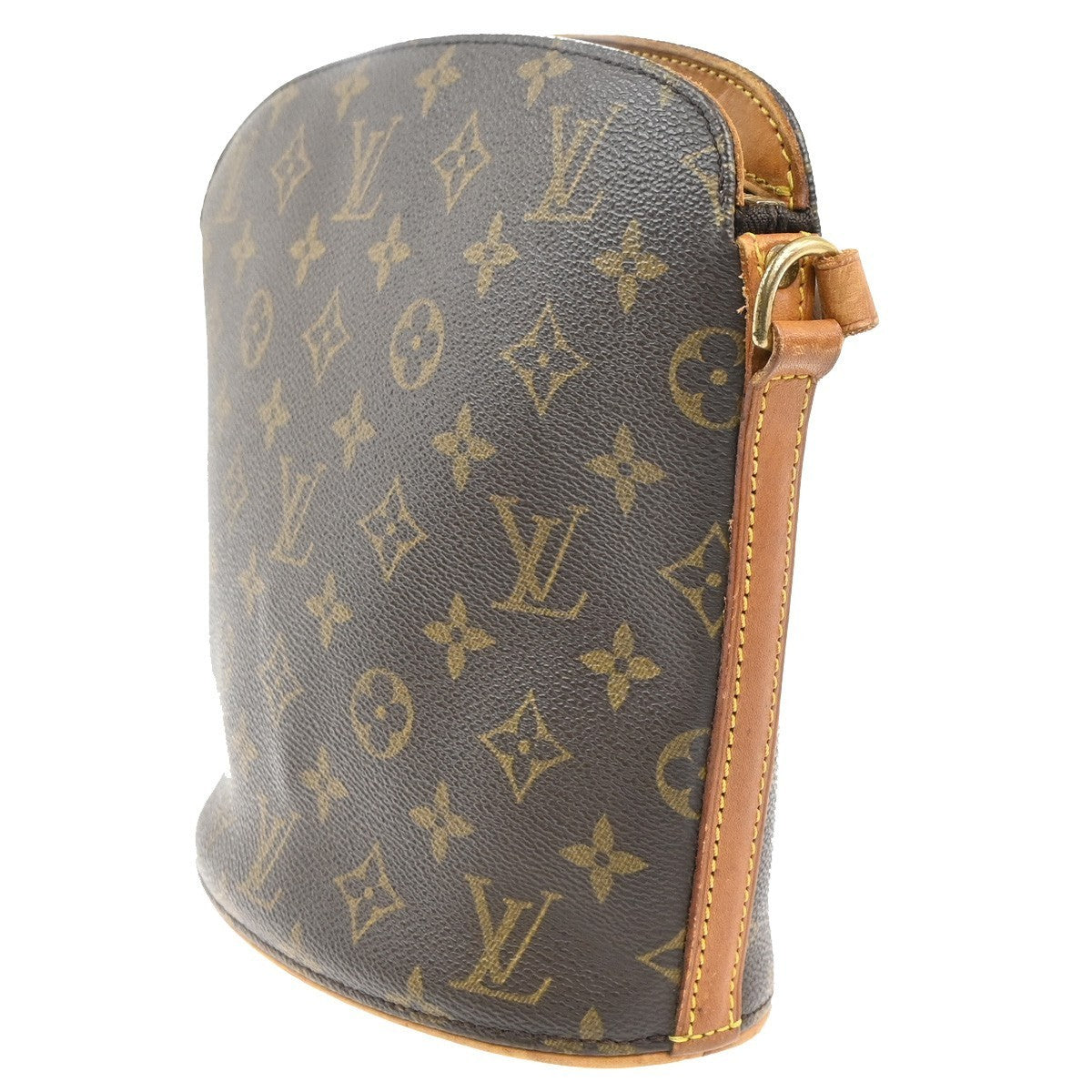 LOUIS VUITTON Logo Drouot Shoulder Bag Monogram Leather Brown M51290 72MA365