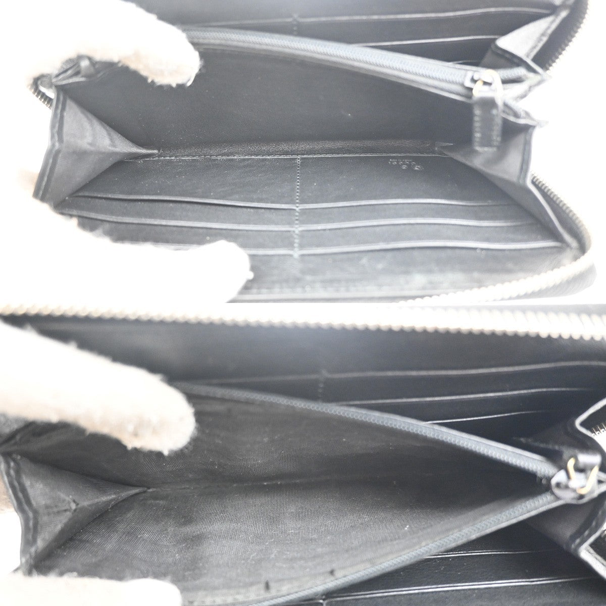 GUCCI Micro Guccissima GG Pattern Zip Around Long Wallet Leather Black 60KC208