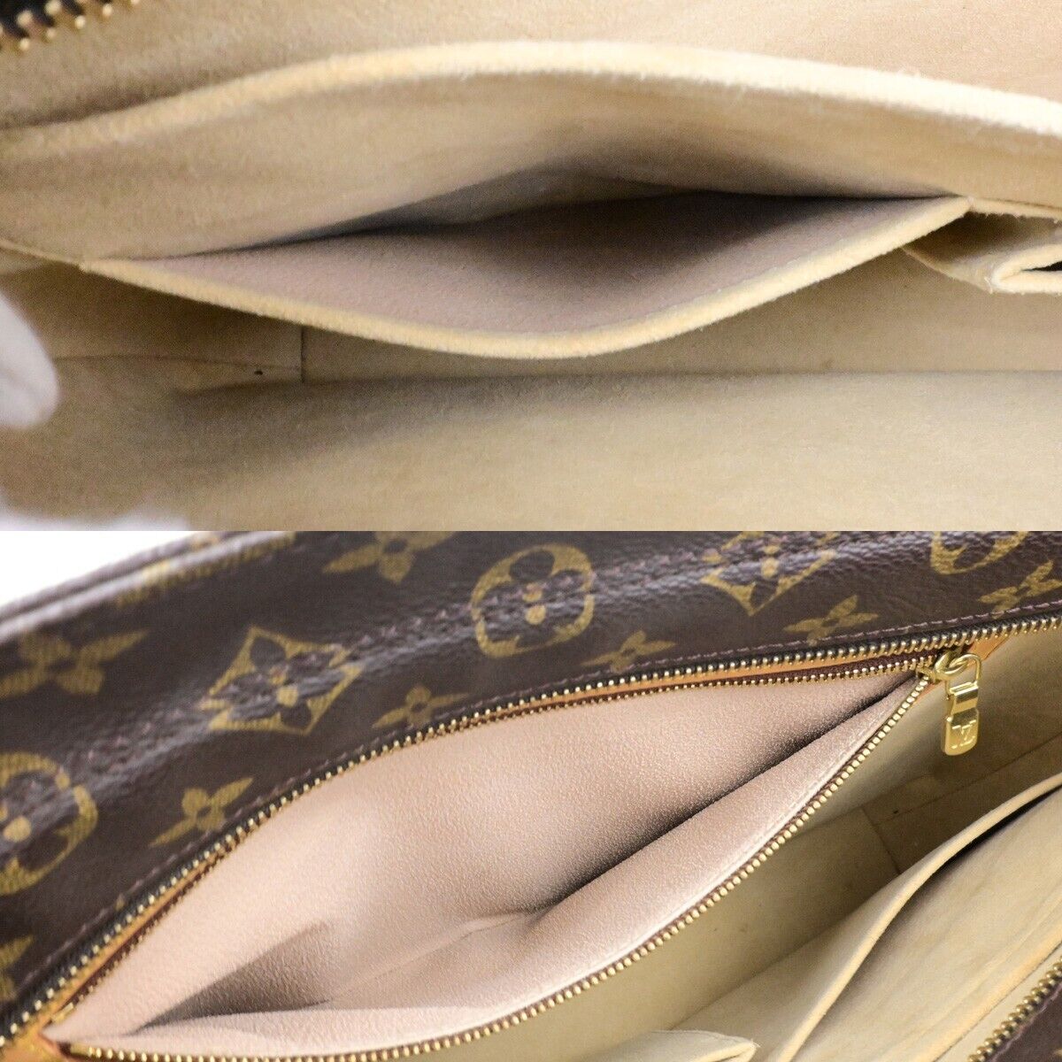 LOUIS VUITTON Logo Luco Shoulder Tote Bag Monogram Leather Brown M51155 34ED939