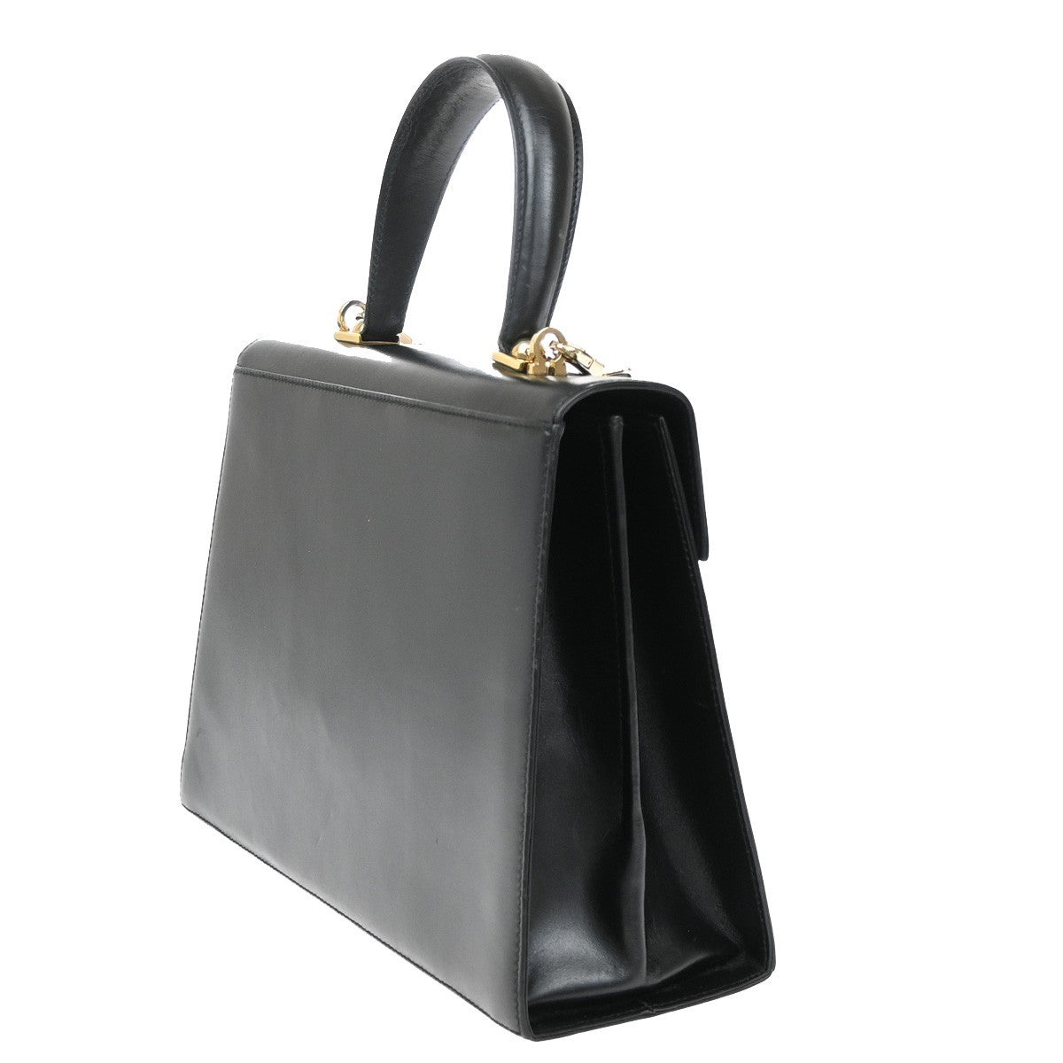 SALVATORE FERRAGAMO Gancini 2Way Shoulder Hand Bag Leather Black GHW 35EF349