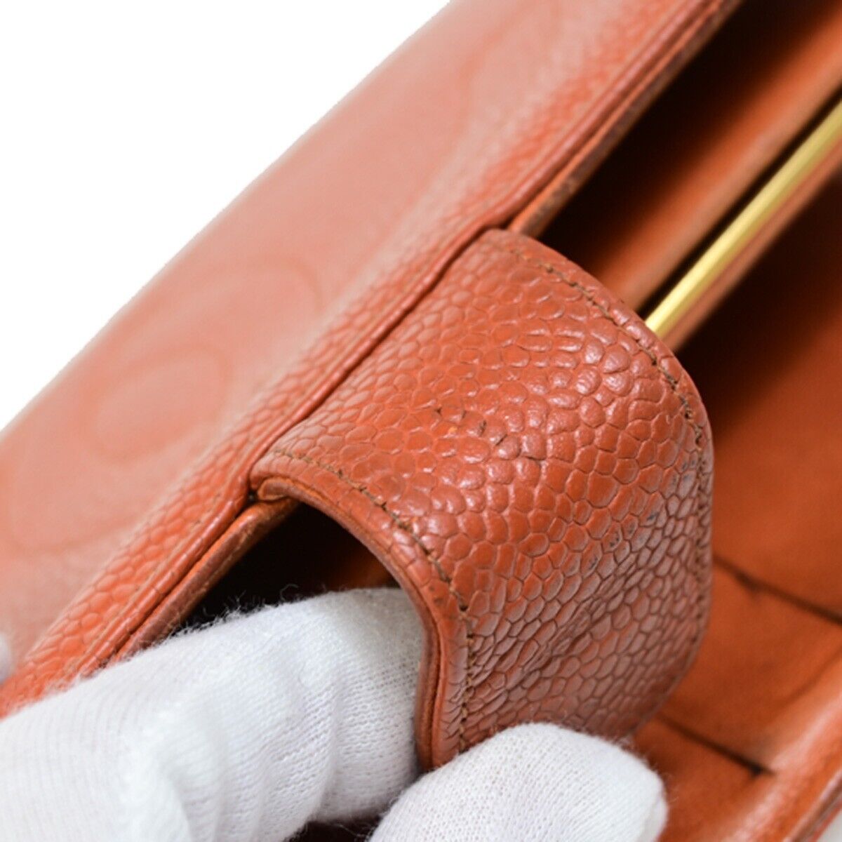 CHANEL CC Long Bifold Wallet Purse Caviar Skin Leather Brown GHW Vintage 62YE756