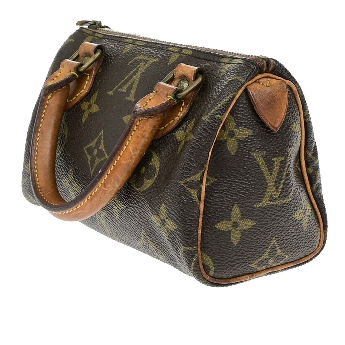 LOUIS VUITTON Mini Speedy Hand Bag Monogram Leather Brown M41534 32ED956