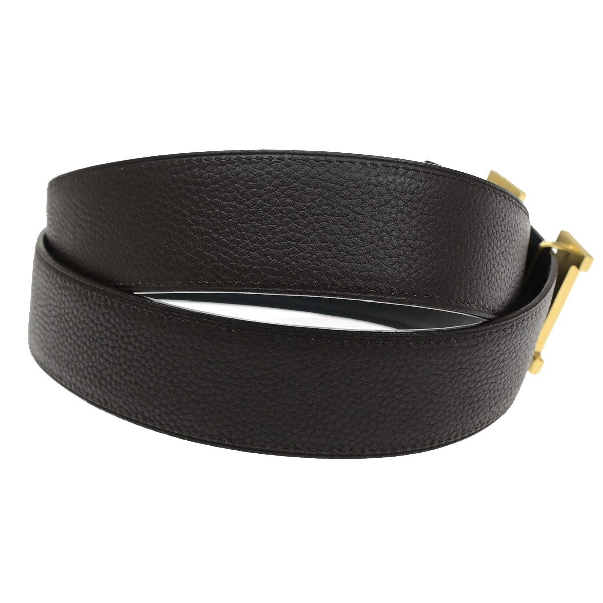 HERMES Constance H Logo Reversible Buckle Belt Leather Size 70 BK BN GHW 80RQ090