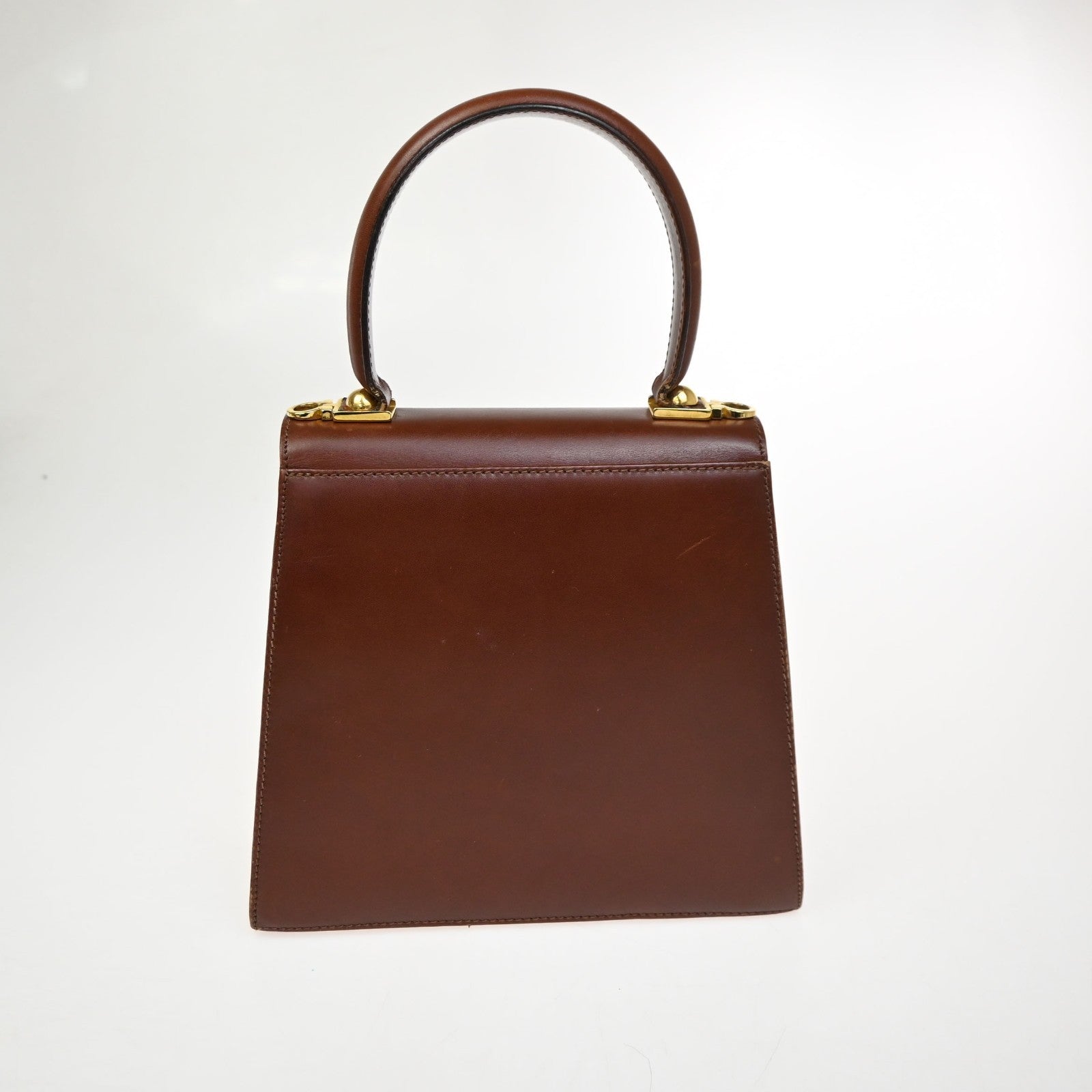 Salvatore Ferragamo Gancini 2Way Shoulder Hand Bag Leather Brown Gold 34CA728