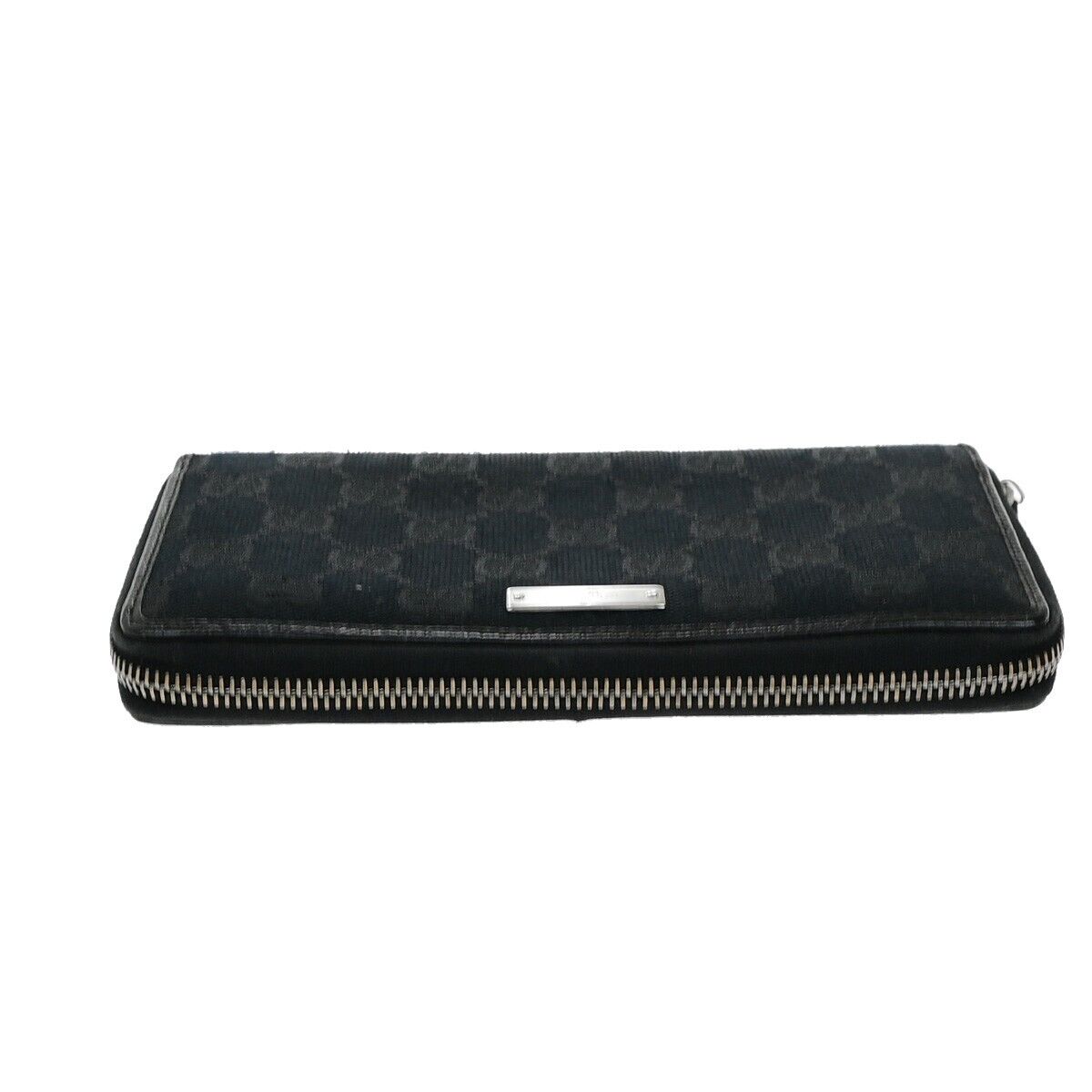 GUCCI Logo GG Pattern Zip Aroung Long Wallet Canvas Leather Black 62ED988