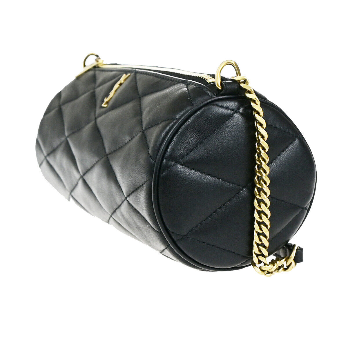 SAINT LAURENT YSL Logo Sade Small Cube Chain Hand Bag Leather Black GHW 660RK649