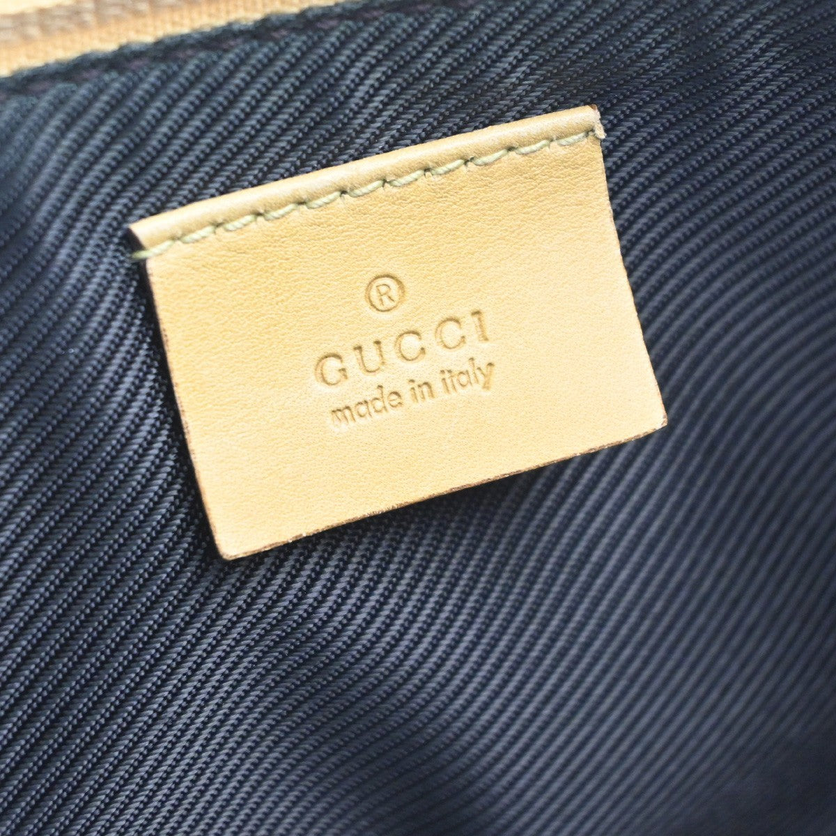 GUCCI GG Pattern Boat Pochette Hand Bag Canvas Leather BE YW Italy 77MA617