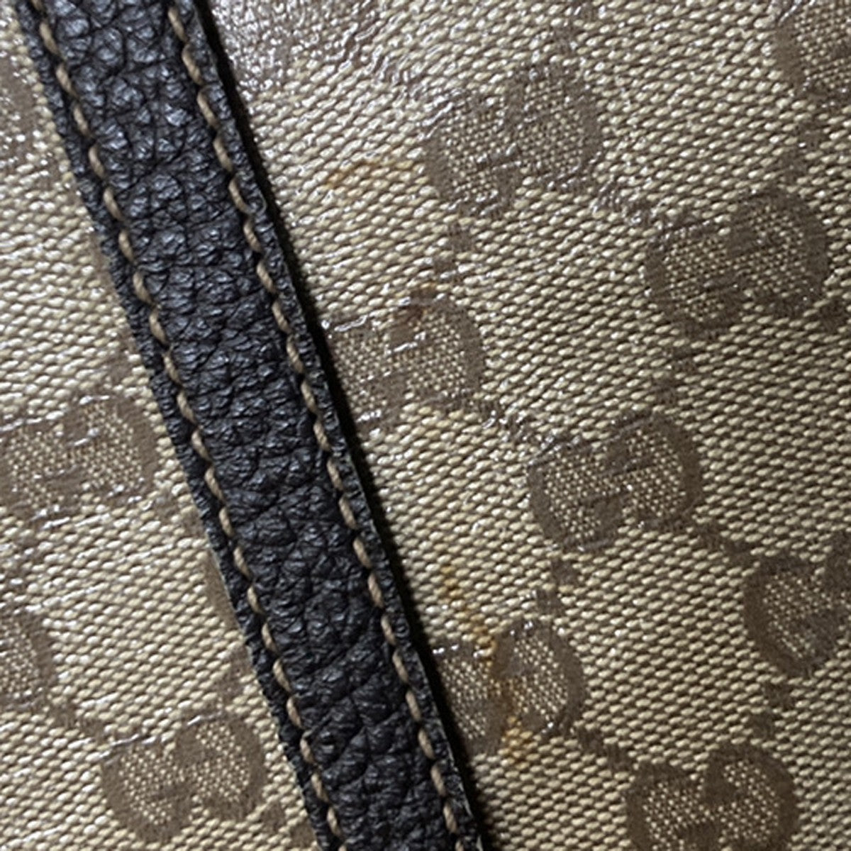 GUCCI GG Pattern Crystal Shoulder Tote Bag Coating Canvas Leather Brown 87EG286