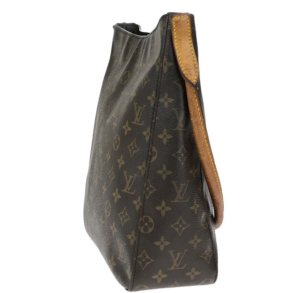 LOUIS VUITTON Logo Looping GM Shoulder Bag Monogram Leather Brown M51145 31ED250