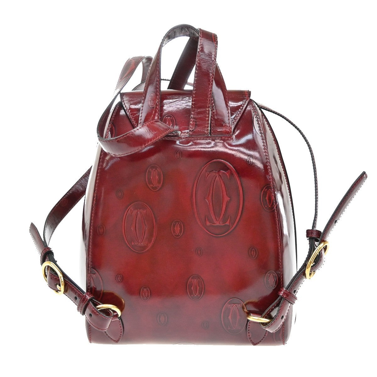 CARTIER Birthday Backpack Shoulder Bag Patent Leather Red GHW France 33EF695