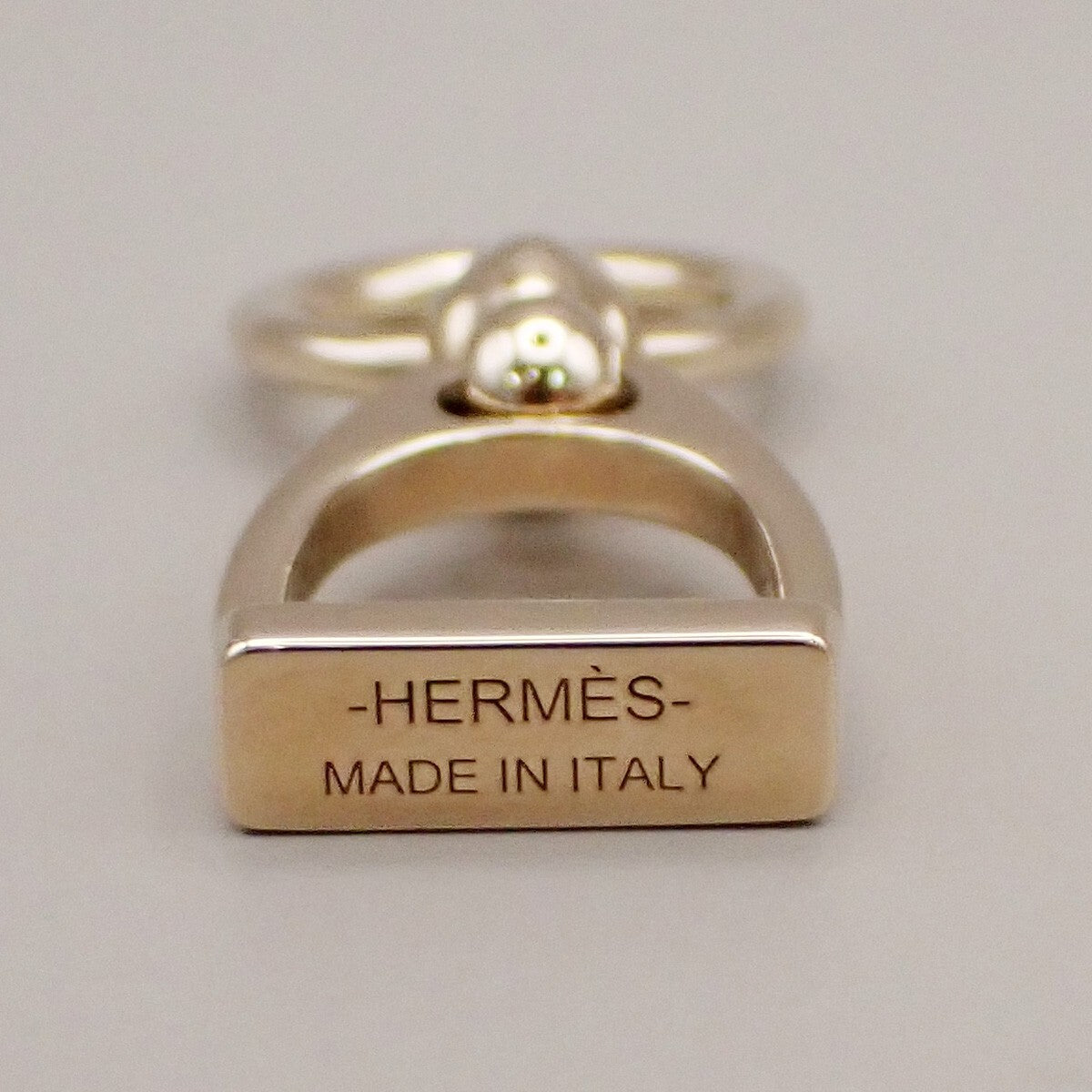 HERMES Logo Charms Etrier Twilly Ring Palladium Plated brass Italy 69RL133