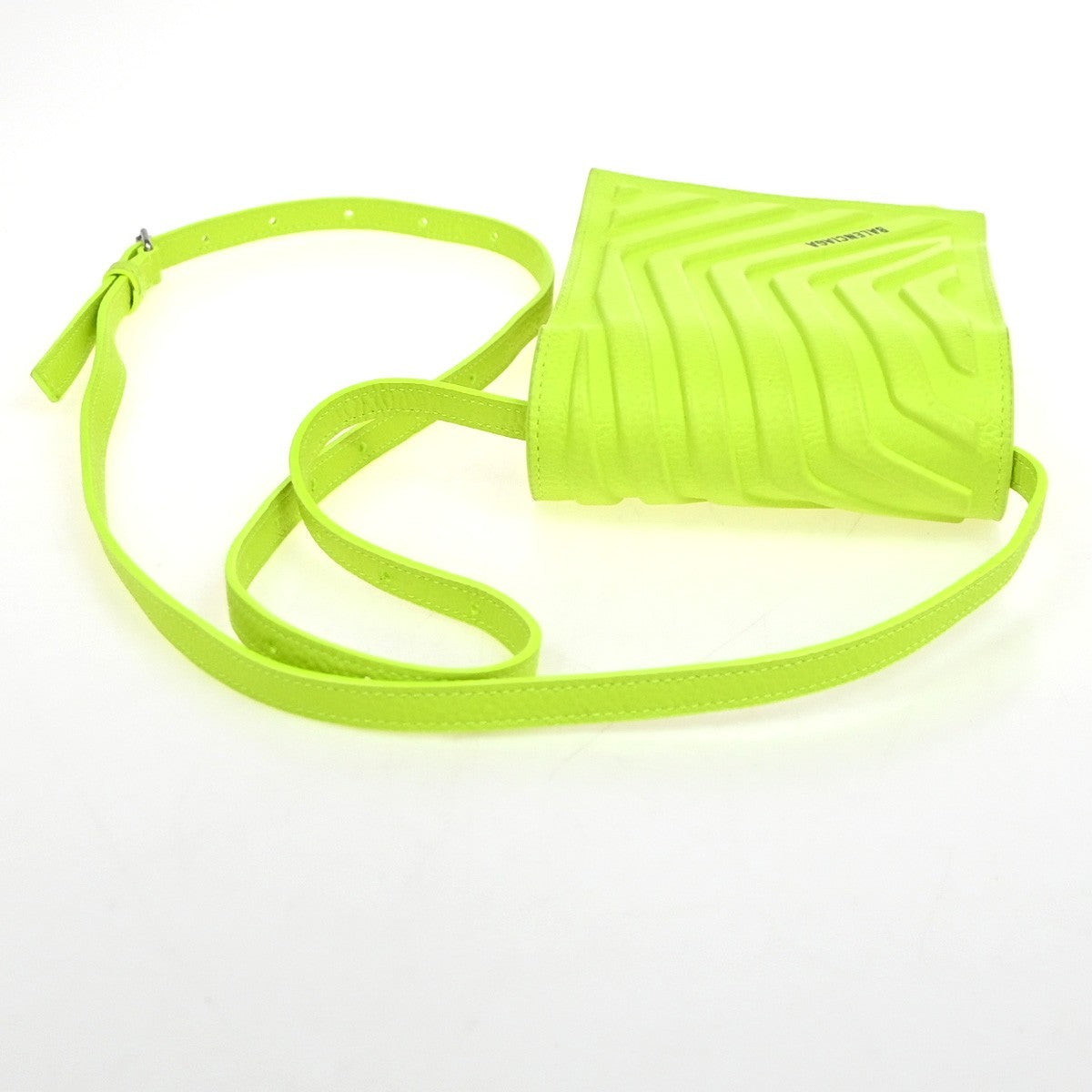 BALENCIAGA Logo Car Phone Holder Mini Shoulder Bag Leather Yellow Italy 34YH975