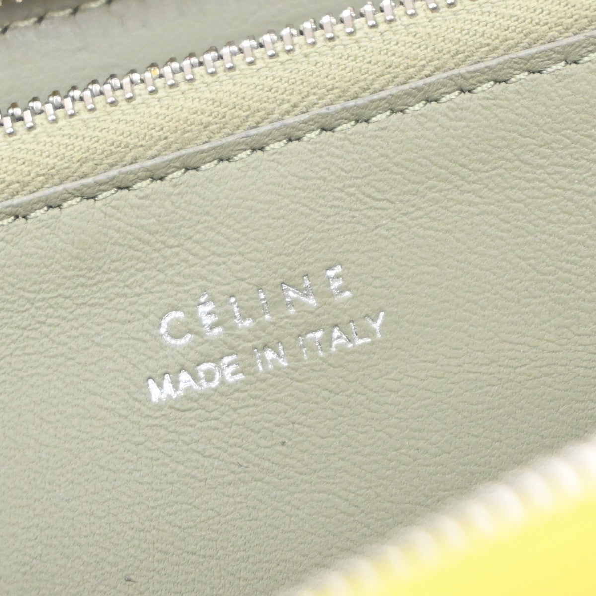 CELINE Logo Zip Around Long Wallet Purse Leather Yellow SHW Italy 66YH956