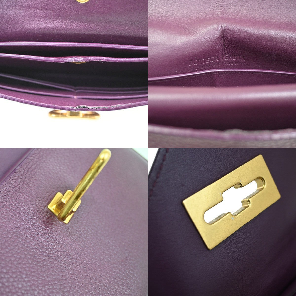 BOTTEGA VENETA Saint Germain Triangle Flap Long Wallet Leather Purple 65CA845
