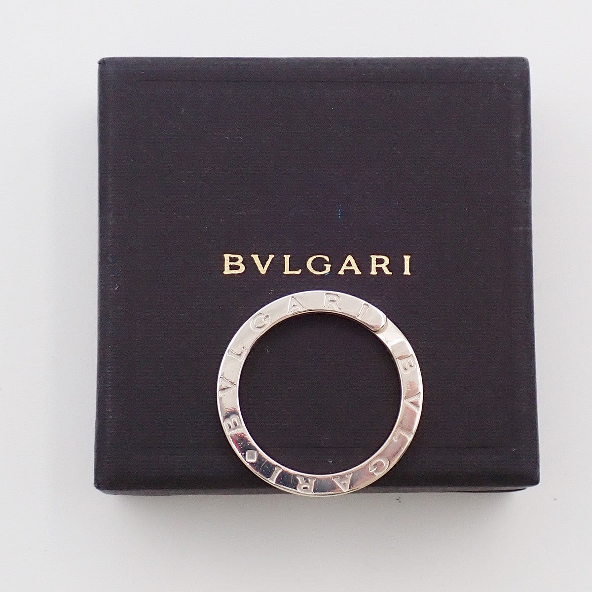 BVLGARI Logo Key Ring Silver Ag 925 Accessory Italy 02EG276