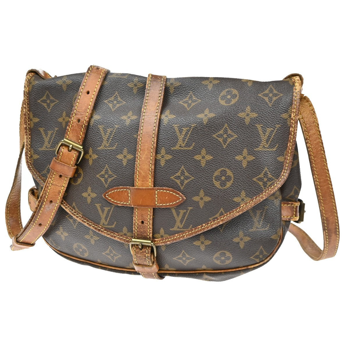 LOUIS VUITTON Logo Saumur 30 Shoulder Bag Monogram Leather BN M42256 61CA940