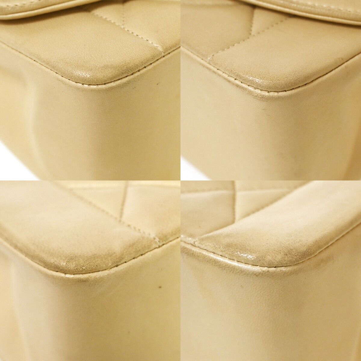 CHANEL CC Logo Diana Matelasse 25 Chain Shoulder Bag Leather Beige GHW 898RH912