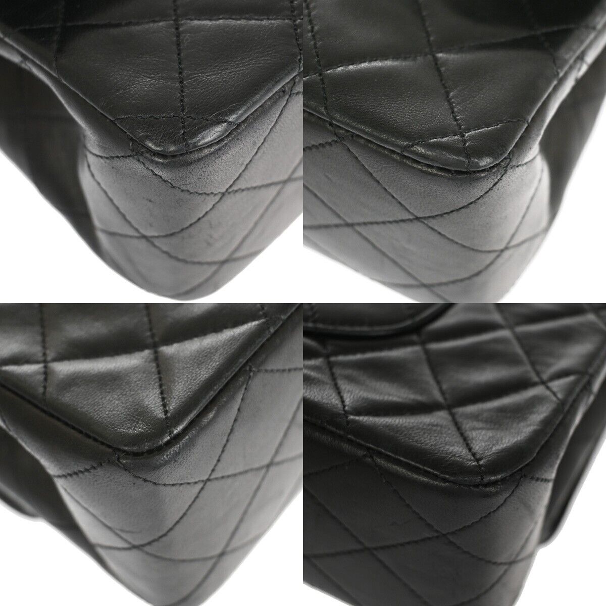 CHANEL CC Matelasse 25 Double Flap Chain Shoulder Bag Leather Black GHW 726RJ450