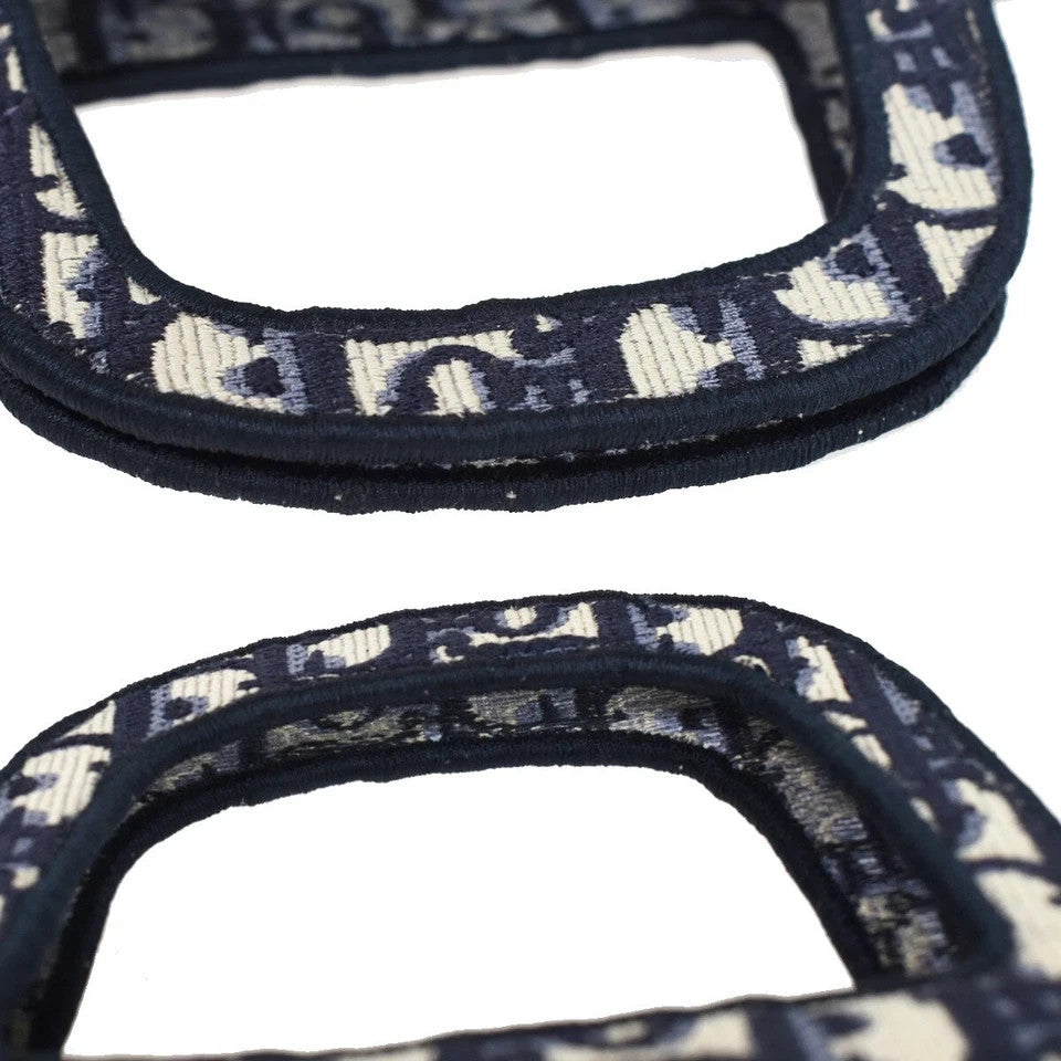 47.Live CHRISTIAN DIOR Logo OBLIQUE Mini Hand Bag Canvas Navy Blue 373LC335