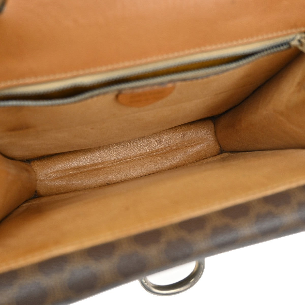 CELINE Logo Macadam Pattern Hand Bag PVC Leather Brown GHW Italy 61KB708