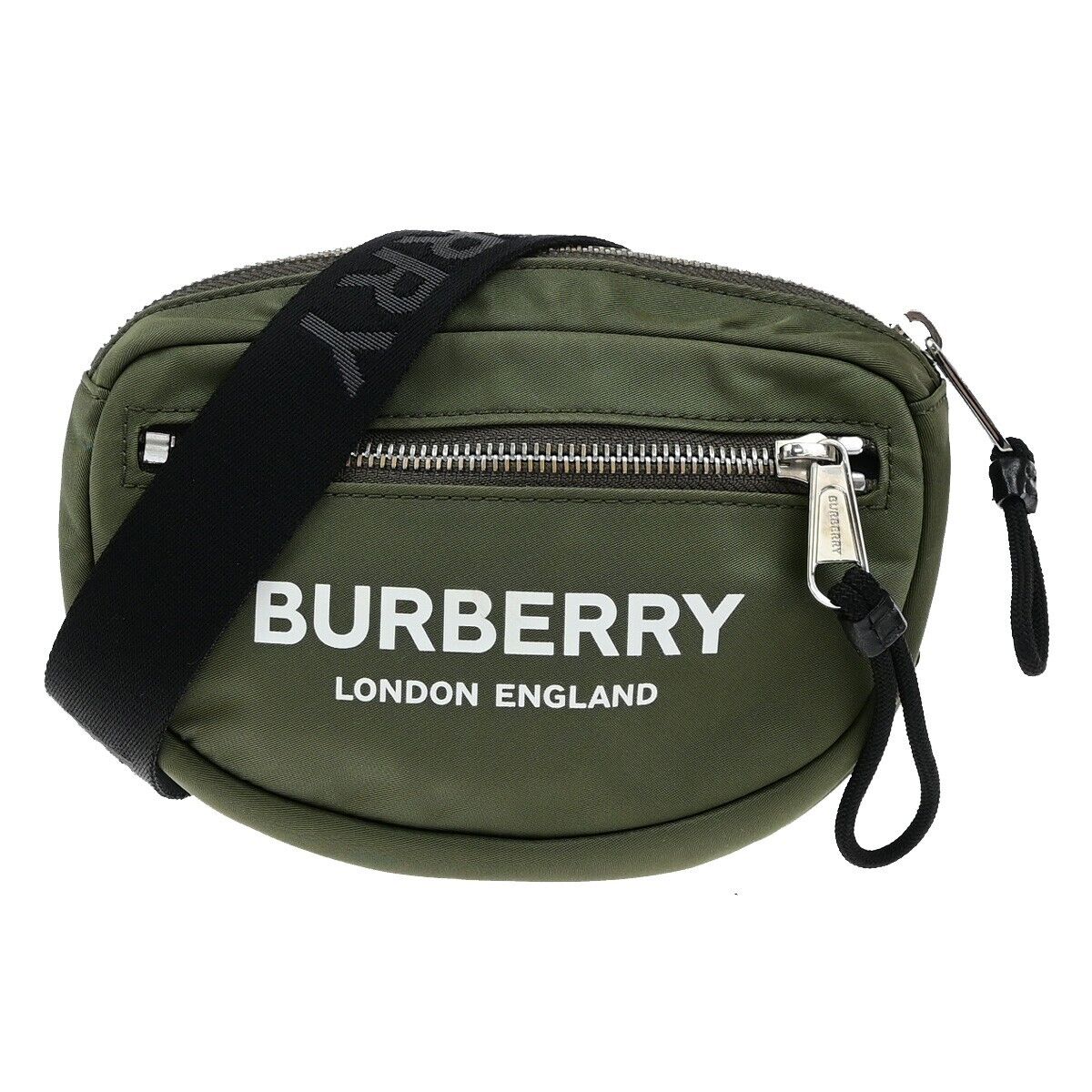 BURBERRY Logo Mini Bum Body Shoulder Bag Nylon Leather Khaki 34EE069