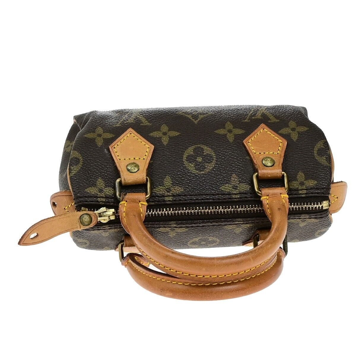 LOUIS VUITTON Mini Speedy Hand Bag Monogram Leather Brown France M41534 75ED575