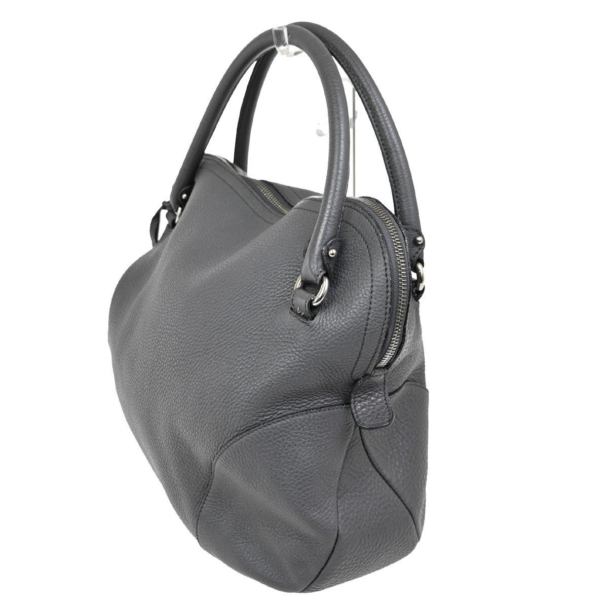SALVATORE FERRAGAMO Logo Gancini Shoulder Hand Bag Leather Gray 67TA291