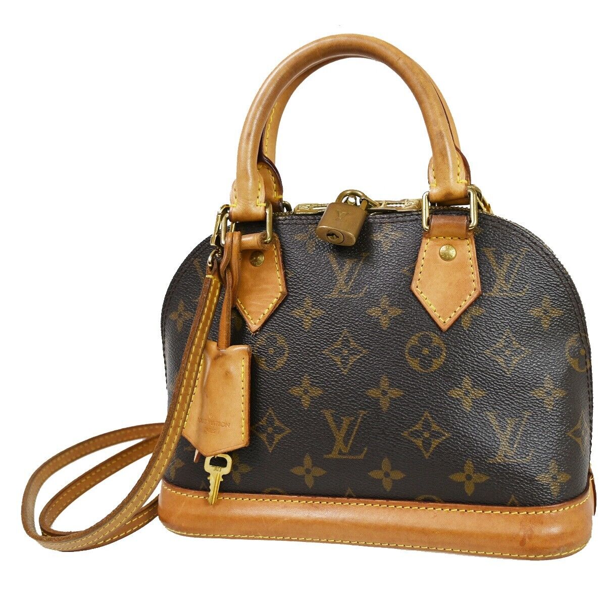 LOUIS VUITTON LV Logo Alma BB Hand Shoulder Bag Monogram Leather M53152 55SH172