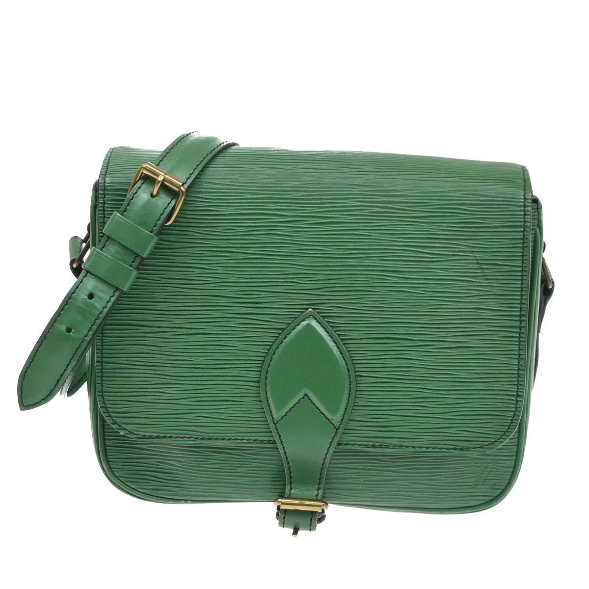 LOUIS VUITTON LV Cartouchiere MM Shoulder Bag Epi Leather Green M52244 80SA155