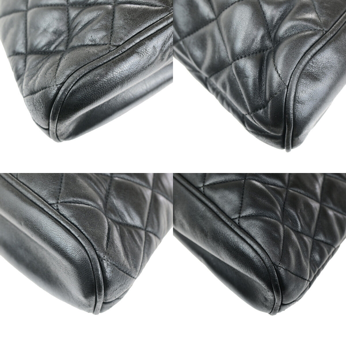 CHANEL CC Logo Matelasse Chain Shoulder Bag Leather Black GHW Vintage 10RK661