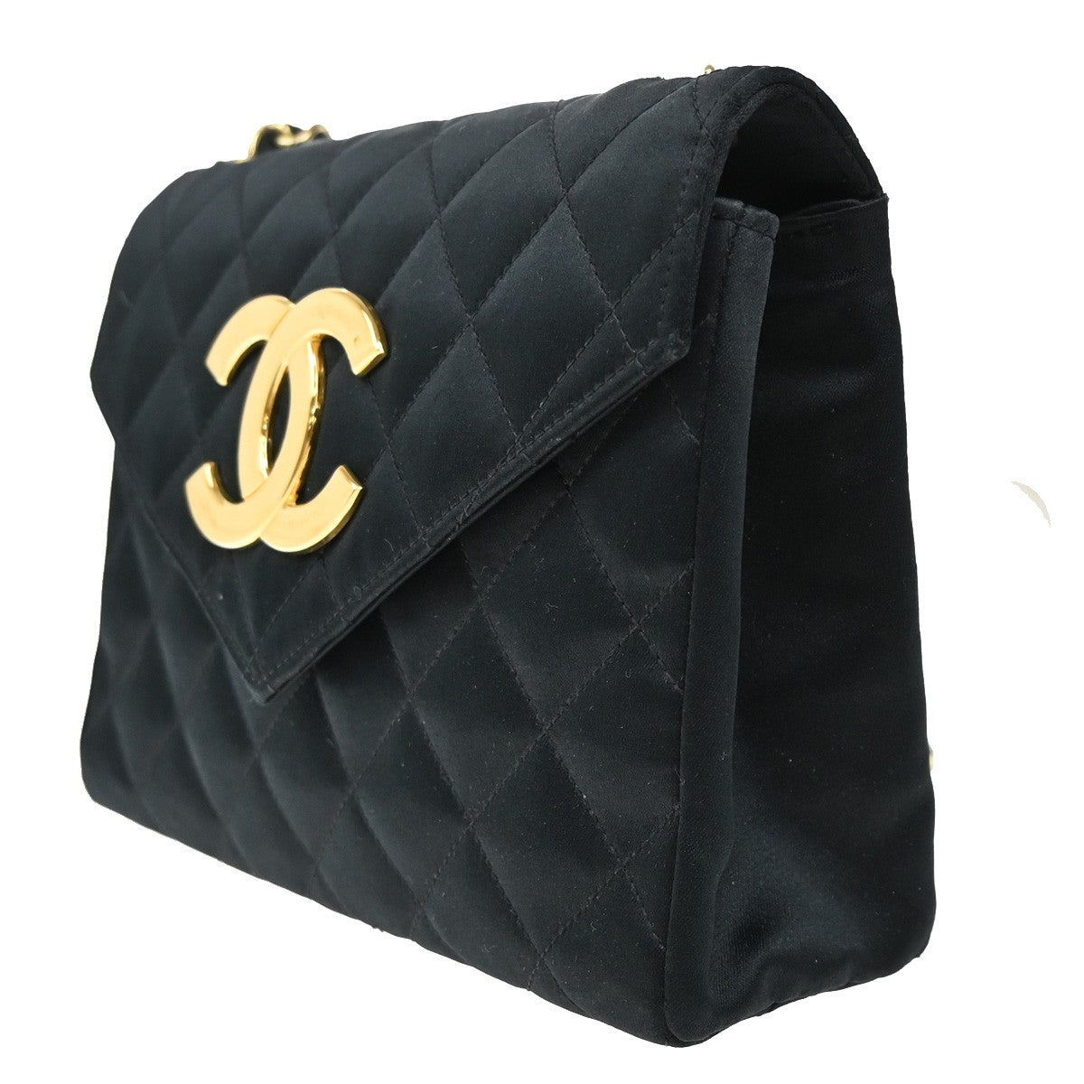 CHANEL CC Mini Matelasse Chain Shoulder Bag Satin Black GHW Vintage 648RL403