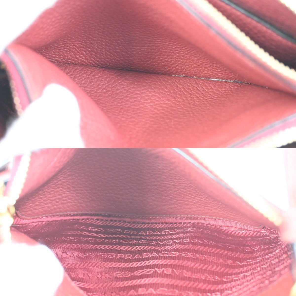 PRADA MILANO Logo Shoulder Messenger Crossbody Bag Leather GHW Red  97TA610