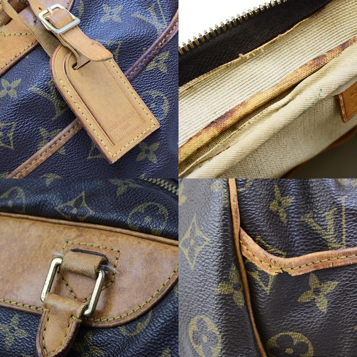 LOUIS VUITTON LV Logo Deauville Hand Bag Monogram Leather Brown M47270 67ED043