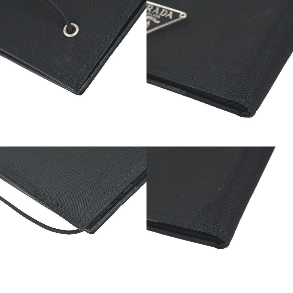 PRADA Logo Tessuto Notebook Cover Planner Nylon Leather Black Italy 09YH869