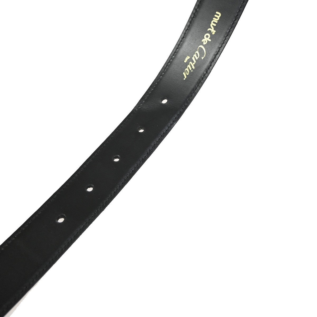 MUST DE CARTIER Logo Santos Waist Belt Leather Black GHW SHW France 66YH979