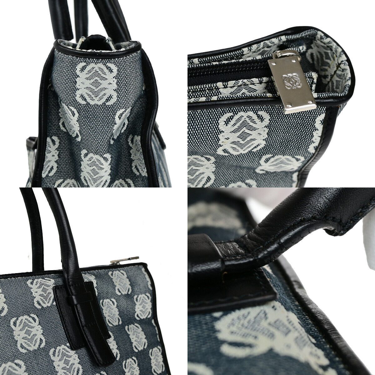 LOEWE Logo Anagram Shoulder Hand Bad Canvas Leather Black SHW Spain 30YG579