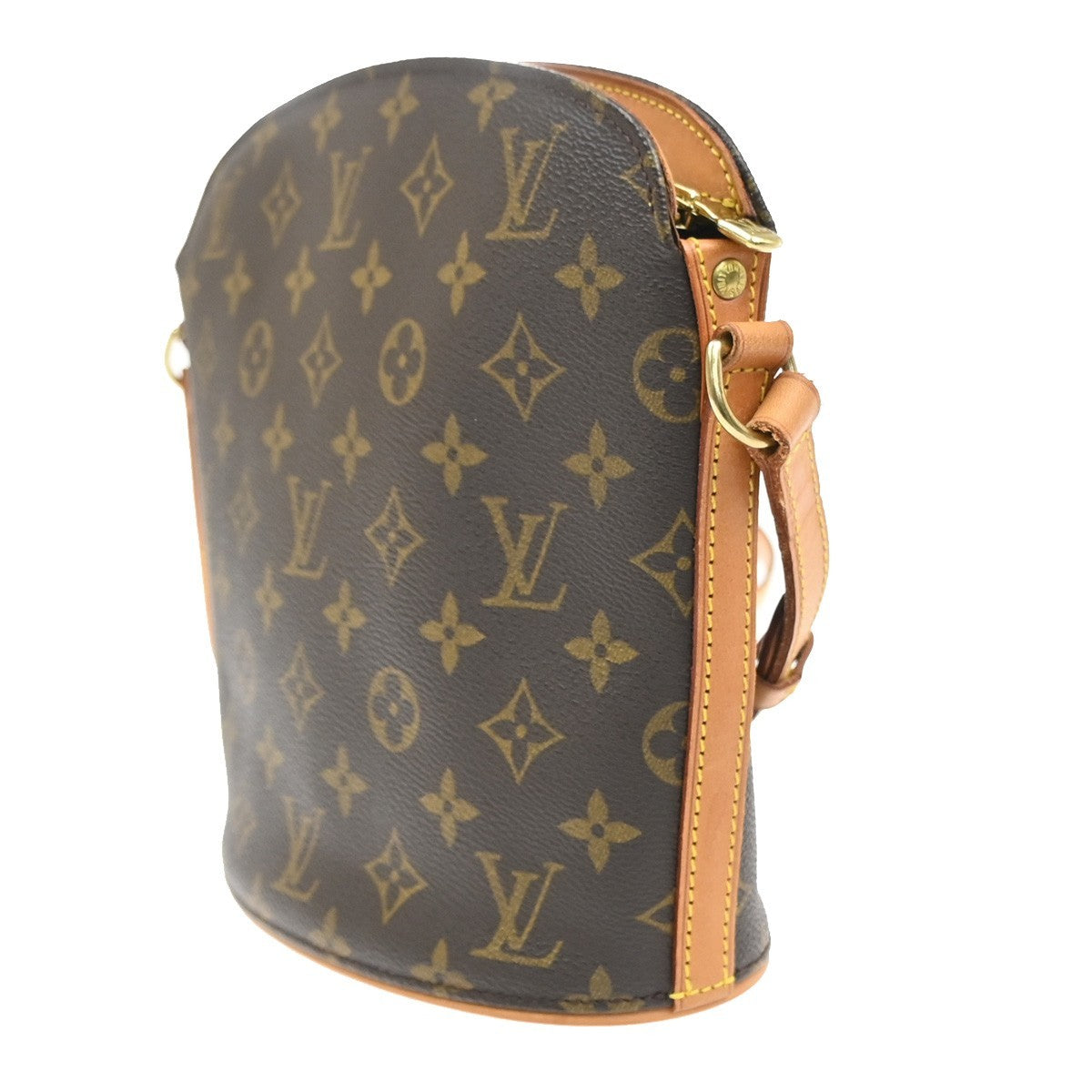 LOUIS VUITTON Logo Drouot Shoulder Bag Monogram Leather Brown M51290 77YH948