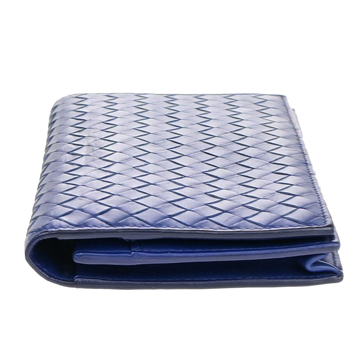 BOTTEGA VENETA Logo Intrecciato Long Bifold Wallet Leather Blue SHW 39SJ343