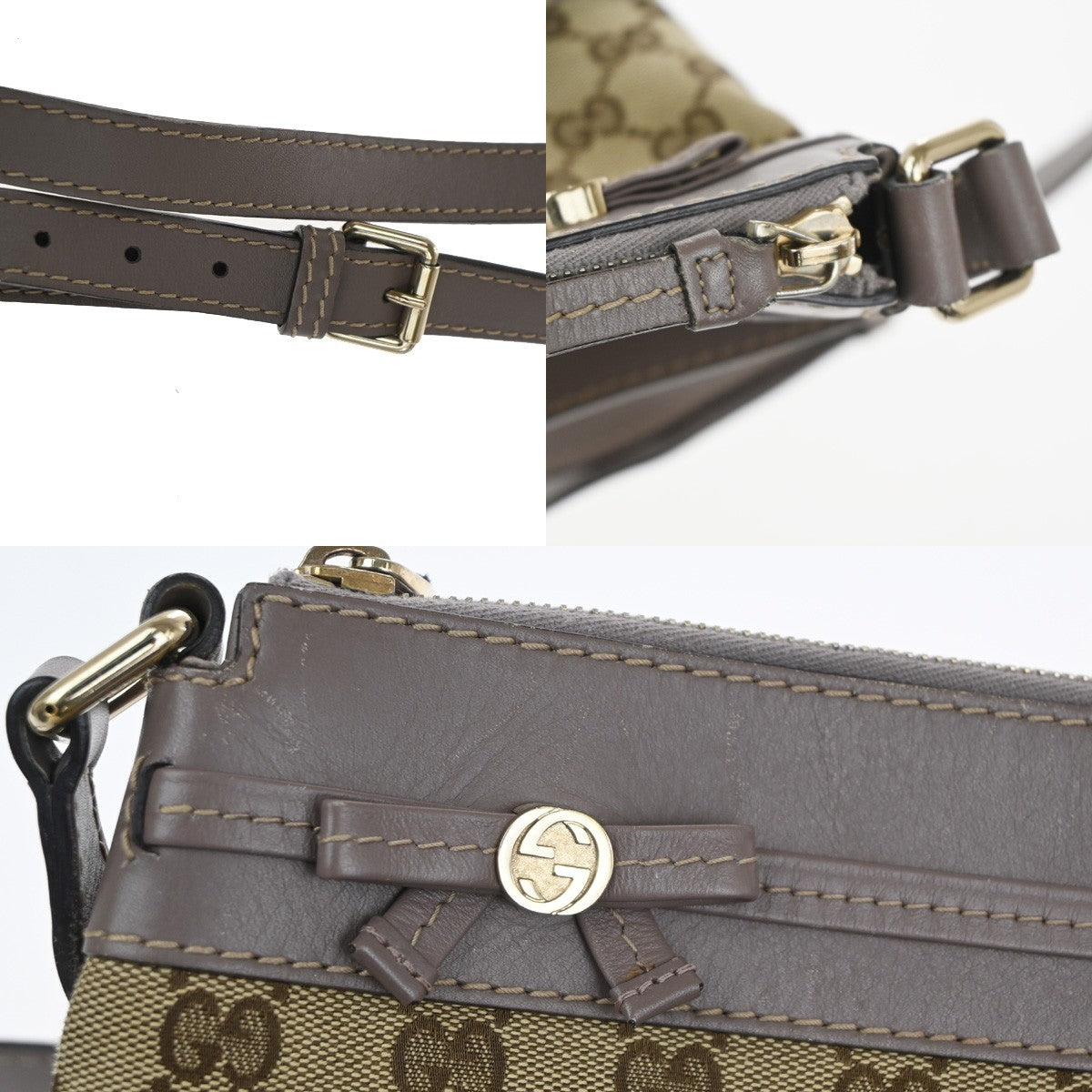 GUCCI Mayfair Shoulder Tote Bag GG Canvas Leather Beige Purple GHW Italy 31TA587