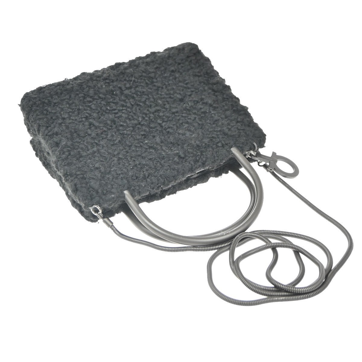 SALVATORE FERRAGAMO Gancini 2Way Shoulder Hand Bag Wool Leather Black 80RP045
